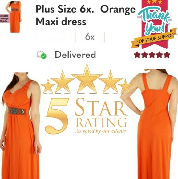 Plus Size 6x. Orange Maxi dress - Picture 1 of 7